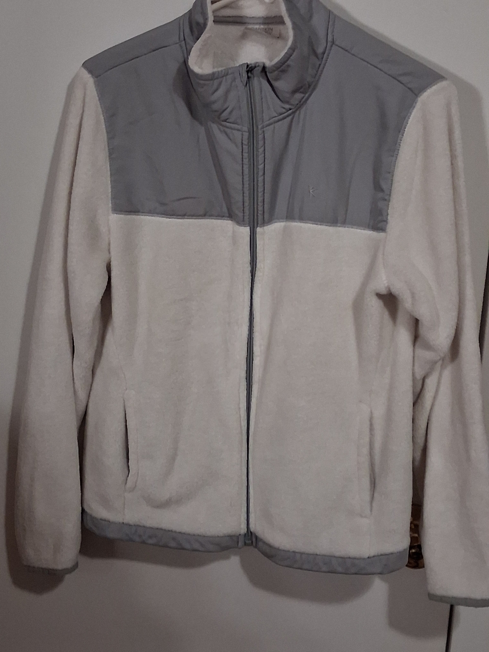 Danskin Now Cream and Gray Full-Zip Fleece Jacket